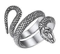 ChainsHouse Bague Cobra Homme Anneau Serpent Ouvert Boa Cobra Garcon Enfant Fils Acier Inxydable[Argenté/Or/Noir-52/57/59/62/64/67/69/72]