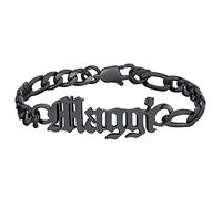 ChainsHouse Bracelet Femme Prenom Personnalise Homme pas Cher Gourmette Acier Maille Figaro Grosse 5 mm Enfant Garçon Inoxydable Chaine Ado Collier Main