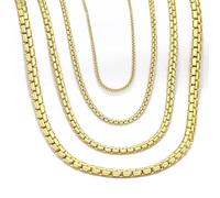 ChainsHouse Chaîne à maillons ronds pour homme, 2/4/6/8 mm, en acier inoxydable/noir/plaqué or 14 carats, 35,6 à 76,2 cm de long, livré dans un coffret cadeau, 18 Inches(women's average length), Acier