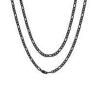 ChainsHouse Chaîne Acier Inoxydable Homme Collier Femme Maille Figaro, Bijoux Hip Hop [Noir-Largeur: 4mm; Longeur: 46 cm] Cadeau Anniversaire Saint Valentin Noël Gift
