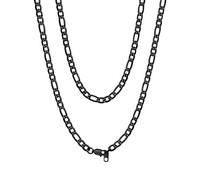 ChainsHouse Chaîne Acier Inoxydable Homme Collier Femme Maille Figaro, Bijoux Hip Hop [Noir-Largeur: 6 mm; Longeur: 46 cm] Cadeau Anniversaire Saint Valentin Noël Gift