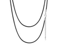 ChainsHouse Chaine Collier En Simili Cuir 2mm Chaine En Cuir Tressé Pour Hommes Noir 46cm Chaîne Noir En Cire Imperméable Pour Les Amoureux