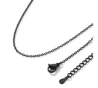 ChainsHouse Chaîne en Acier Inoxydable Chaîne Rolo Noir pour Femmes Collier 1,4 mm Chaîne de Pois pour Femmes 41 cm Femmes Chaîne à Maillons Fins de Mode Pour Les Amoureux