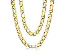 ChainsHouse Chaîne Grande Hip Hop pour Rappeur Acier Inoxydable Homme Collier Femme, Bijoux Cadeau [Doré-Largeur: 13mm; Longeur: 46 cm] Maille Figaro Saint Valentin Noël