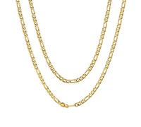 ChainsHouse Chaîne Hip Hop pour Rappeur Acier Inoxydable Homme Collier Femme, Bijoux Cadeau [Doré-Largeur: 4mm; Longeur: 46 cm] Maille Figaro Anniversaire Saint Valentin Noël Gift