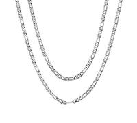 ChainsHouse Chaîne Maille Figaro pour Homme Acier Inoxydable Collier Femme, Bijoux Hip Hop [Argenté-Largeur: 4 mm; Longeur: 46 cm] Cadeau Anniversaire Saint Valentin Noël