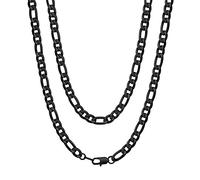 ChainsHouse Chaîne Maille Figaro pour Homme Acier Inoxydable Collier Femme, Bijoux Hip Hop [Noir-Largeur: 9mm; Longeur: 46 cm] Cadeau Anniversaire Saint Valentin Noël Gift