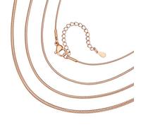 ChainsHouse Chaîne serpent pour femme 1,2 mm, réglable de 35,6 à 76,2 cm avec rallonge de 5 cm pour pendentifs, médailles, or rose/acier inoxydable/noir/or 14 carats, bijou délicat hypoallergénique