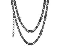 ChainsHouse Collier Chaîne Maille Noir pour Hommes Acier Inoxydable 5mm Collier à Clous sans Pendentif 41cm Choker Chaine Bijoux Punk pour Sœur