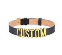 ChainsHouse Collier choker ceinture Cuir véritable Bracelet punk Alphabet initial personnalisé Ras du cou pour Cadeau pour Halloween Accessoires cosplay Collier collar noir