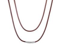 ChainsHouse Collier cordon ciré 2mm Corde lien chaîne Cuir véritable marron Fermoir solide en acier inoxydable Bricolage colliers bijoux Collier cuir femme Cire cordon chaîne