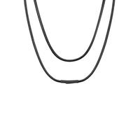 ChainsHouse Collier Cordon Cuir Chaine Homme pour Pendentif Noir Corde Cire Tressé avec Fermoir Noir Acier Inoxydable Largeur 3mm Longueur 40cm Chaîne Femme Véritable Chaîne