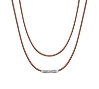ChainsHouse Collier cuir marron Corde tressé à la main Fermoir à ressort en acier Collier pour médaillon Corde lien chaîne Cuir véritable marron Cire cordon collier
