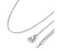 ChainsHouse Collier Femme 1,4 mm Largeur Argenté/Or/Noir/Or Rose en Acier Inoxydable, Durable Fine Chaîne Rolo Imperméable Pour Pendentif, 41cm à 61cm Longueur+ Rallonge 5cm, Avec Boîte à Bijoux