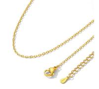 ChainsHouse Collier Femme 1,4 mm Largeur Argenté/Or/Noir/Or Rose en Acier Inoxydable, Durable Fine Chaîne Rolo Imperméable Pour Pendentif, 41cm à 61cm Longueur+ Rallonge 5cm, Avec Boîte à Bijoux