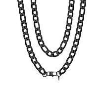 ChainsHouse Collier Femme Acier Inoxydable Maille Figaro Chaîne Homme, Bijoux Hip Hop [Noir-Largeur: 13mm; Longeur: 46 cm] Cadeau Anniversaire Saint Valentin Noël