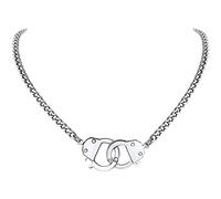 ChainsHouse Collier Menottes pour Femme Chaîne Maille Collier Partenaires Crime, Ras de Cou 46 cm avec Menotte Pendentif De Verrouillage