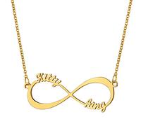 ChainsHouse Collier Personnalisé Prénom Femme Pendentif Lettres Noms avec Infini Chaine Argent/Or 41+5cm Réglable en Acier Inoxydable Bijou Cadeau Maman Grand-mère Noël Anniversaire Mariage