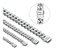 ChainsHouse Colliers pour Homme 9mm Acier Maille Cubaine Graver Chaîne Personnaliser Massif Grosse Gourmette Femme Ras de Cou Gros Cadeau Fêtes Pères Noël Choker Hip Hop Rappeur 97-157g