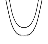 ChainsHouse Corde lien chaîne Largeur 2mm Collier en cuir véritable Corde tressé à la main Chaîne fine avec fermoir à ressort Cadeau d'anniversaire Ras du cou homme