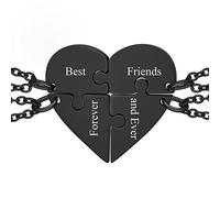 ChainsHouse Pendentif 4 Prénoms des Enfants Collier Puzzle Séparé Personnalisé Filles Gravure Carre Femme Amitié BFF Noir Chaine Fine Rolo Foract Acier Inoxydable Cadeau Soeur Copine Garcon