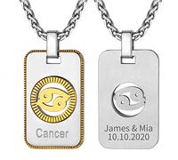 ChainsHouse Personnalisé Collier 12 Constellations Astrologie Signes du Zodiaque, Médaillon Horoscope avec Chaîne 56CM, Pendentif Constellation Hommes