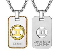 ChainsHouse Personnalisé Collier Horoscope Signe Astrologique, Médaillon Douze Constellation Homme Femme, Astrologie Pendentif Gravé Prénoms