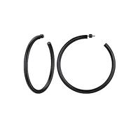 ChainsHouseBoucles doreilles Femme Creoles Noir 60mm Acier Inoxydable Tube Grande Epaisse Demi Créoles