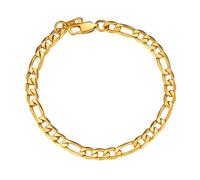 ChainsPro Bracelet Figaro Plaqué Or Homme Acier Inoxydable-Largeur 6mm,Gourmette Maille Figaro 19cm- Délicate Bijoux Chaine de Main pour Hommes