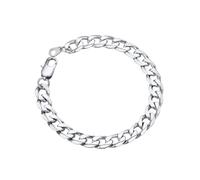 ChainsPro Bracelet Maille Americain-Gourmette Homme Acier-Bracelet Chaîne Cubain-Chaine Bracelet Délicat-8mm de Large-Argenté-21cm -Bijoux Rock Hiphop pour Homme s Ados