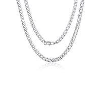 ChainsPro Collier Chaîne Cubaine de Miami pour Hommes Chaîne Maille Gourmette 4MM Ton Argent en Acier Inoxydable 22"(55cm) Collier Hip Hop Rappeur Rock Chaîne Curb Link pour Hommes