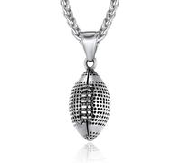 ChainsPro Collier chaîne de sport avec pendentif ballon pour homme en acier inoxydable - Collier pour amateurs de football/baseball/football - Plaqué argent/or/noir - Bijoux tendance pour fans de