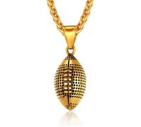 ChainsPro Collier chaîne de sport avec pendentif ballon pour homme en acier inoxydable - Collier pour amateurs de football/baseball/football - Plaqué argent/or/noir - Bijoux tendance pour fans de