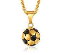 ChainsPro Collier chaîne de sport avec pendentif ballon pour homme en acier inoxydable - Collier pour amateurs de football/baseball/football - Plaqué argent/or/noir - Bijoux tendance pour fans de