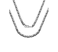 ChainsPro Collier Homme Acier Inoxydable, 4 mm Chaîne Argenté 61 cm Longueur, Collier Byzantine, Idées Cadeaux pour Cousin/Cousine Cool