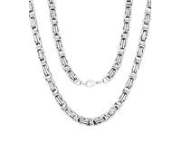 ChainsPro Collier Homme en Acier Inoxydable, 6 mm Chaîne Argenté 56 cm Longueur, Collier Byzantine Necklace Men, Idées Cadeaux pour Cousin/Cousine Cool