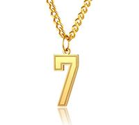 ChainsPro Collier pour homme numéro de maillot 0-9/99/23/100 - Chaîne avec pendentif numéro d'équipe de baseball/basketball/football - Acier inoxydable 316L - Plaqué or - Noir - Avec gravure incluse
