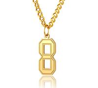 ChainsPro Collier pour homme numéro de maillot 0-9/99/23/100 - Chaîne avec pendentif numéro d'équipe de baseball/basketball/football - Acier inoxydable 316L - Plaqué or - Noir - Avec gravure incluse