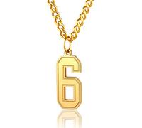 ChainsPro Collier pour homme numéro de maillot 0-9/99/23/100 - Chaîne avec pendentif numéro d'équipe de baseball/basketball/football - Acier inoxydable 316L - Plaqué or - Noir - Avec gravure incluse