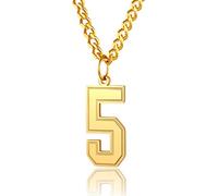 ChainsPro Collier pour homme numéro de maillot 0-9/99/23/100 - Chaîne avec pendentif numéro d'équipe de baseball/basketball/football - Acier inoxydable 316L - Plaqué or - Noir - Avec gravure incluse