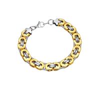 ChainsPro Gourmette Homme Plaqué Or Maille Byzantin,Bicoloré Bracelet Grosse Maillon 10mm 21cm en Acier Inoxydable,Bijoux Chunky Style Chaines,Cadeau Anniversaire Hommes et Garçons