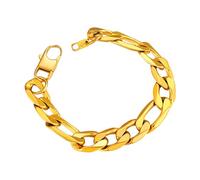 ChainsPro Gourmette Maille Figaro Plaqué Or Acier Inoxydable-Largeur 13mm,Bracelet Figaro 19cm- Délicate Bijoux Chaine de Main pour Hommes