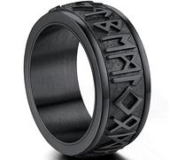 ChainsProMax Bague rotative rune viking pour homme/femme, taille #7-#14, en acier inoxydable/plaqué or/noir, Métal