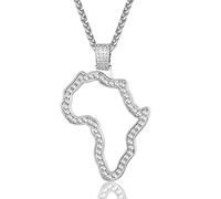 ChainsProMax Collier Homme Continent Africain Réglable Bijoux Carte Afrique Acier Inoxydable 316L Plaqué Or (Boîte Cadeau) Non connu