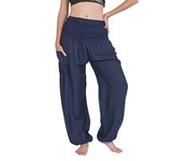 CHAINUPON Pantalon sarouel pour femme - Style bohème - Style décontracté - Hippie - Éléphant, bleu marine, 44-50 grande taille