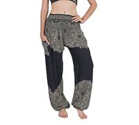 CHAINUPON Pantalon sarouel pour femme - Style bohème - Style décontracté - Hippie - Éléphant, Noir Bohorose, 44-50 grande taille