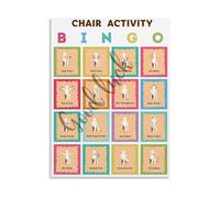 Chair Activity Bingo Fun Fitness Game Poster Senior Exercise Chart Canvas Painting Wall Art for Physical Therapy Room(Unframed,08x12inch(20x30cm))