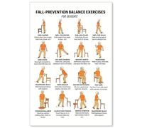 Chair Balance Exercises for Seniors Poster Stability Workout Chart Seated and Standing Mobility Guide for Beginners Home Gym Wall-Art Decor