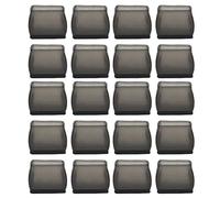 Chair Leg Floor Protectors 20 Pcs | Rectangular Felt Mat Scratch Safe & Noise Reduction | Table Leg Covers for Wood Floors/Kitchen/Office | Transparent Black Silicone (Rectangular, Large)