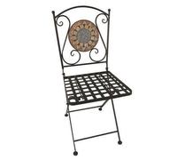 CHAIR PLIANT Prato Noir Revêtu De Poudre Métal Mosaïque Massif Fait Main